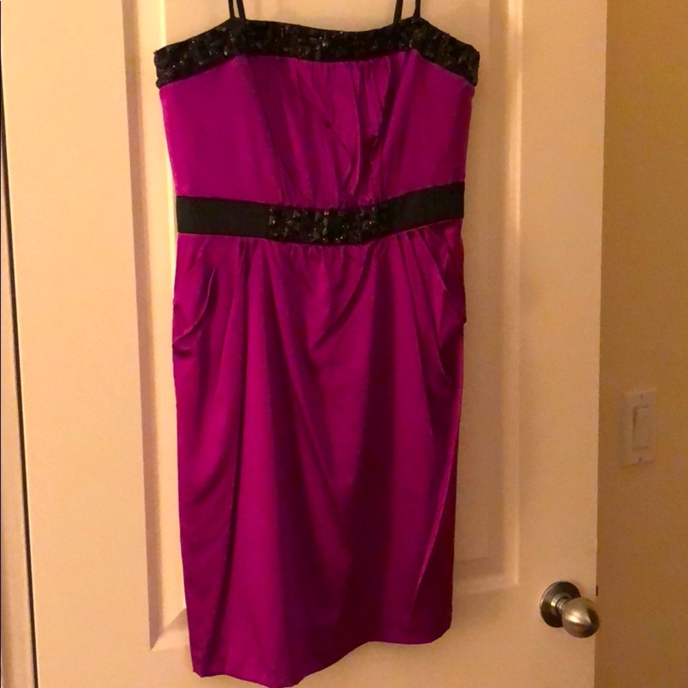 Marc Bouwer Fuchsia Embellished Cocktail Dress